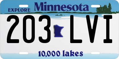 MN license plate 203LVI