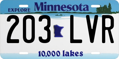 MN license plate 203LVR