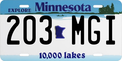 MN license plate 203MGI