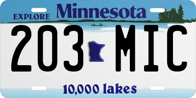 MN license plate 203MIC