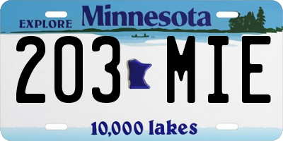 MN license plate 203MIE