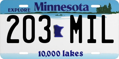 MN license plate 203MIL