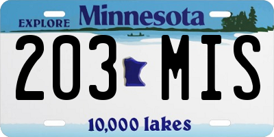 MN license plate 203MIS
