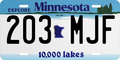 MN license plate 203MJF