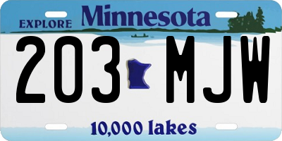 MN license plate 203MJW