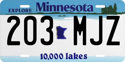 MN license plate 203MJZ