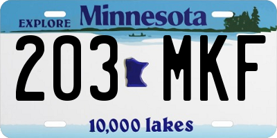 MN license plate 203MKF