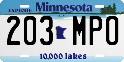 MN license plate 203MPO