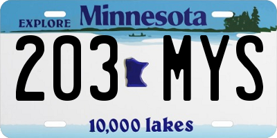 MN license plate 203MYS