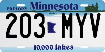 MN license plate 203MYV