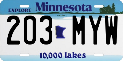 MN license plate 203MYW