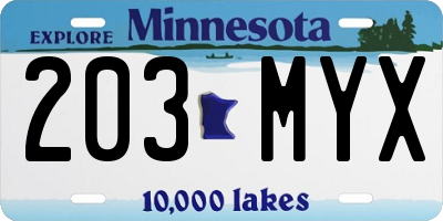 MN license plate 203MYX