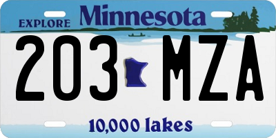 MN license plate 203MZA