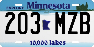 MN license plate 203MZB