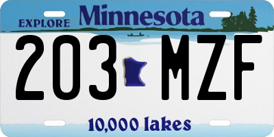 MN license plate 203MZF