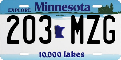 MN license plate 203MZG