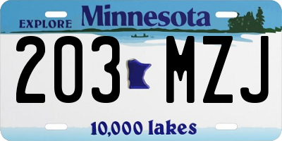 MN license plate 203MZJ