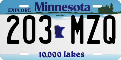 MN license plate 203MZQ