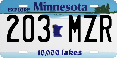 MN license plate 203MZR