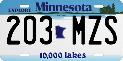 MN license plate 203MZS