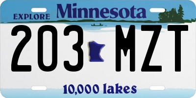MN license plate 203MZT