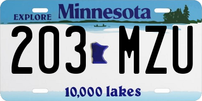 MN license plate 203MZU