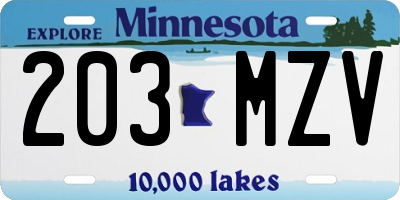 MN license plate 203MZV