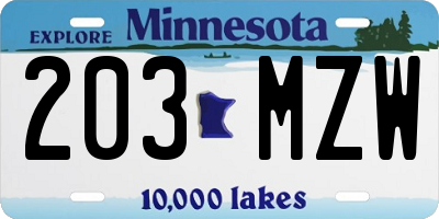 MN license plate 203MZW