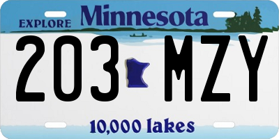 MN license plate 203MZY