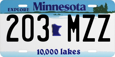 MN license plate 203MZZ