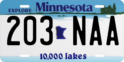 MN license plate 203NAA