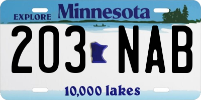 MN license plate 203NAB