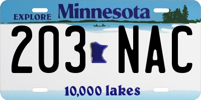 MN license plate 203NAC