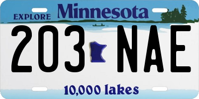 MN license plate 203NAE