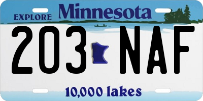 MN license plate 203NAF