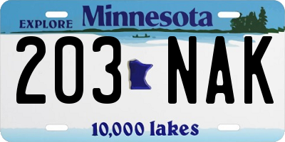 MN license plate 203NAK