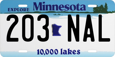 MN license plate 203NAL