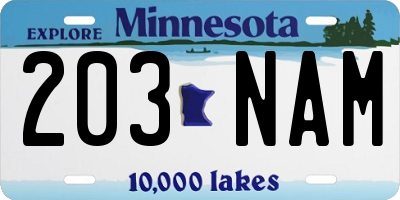 MN license plate 203NAM