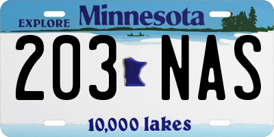 MN license plate 203NAS