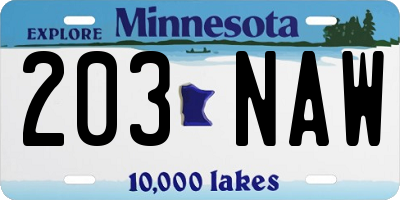MN license plate 203NAW