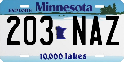MN license plate 203NAZ