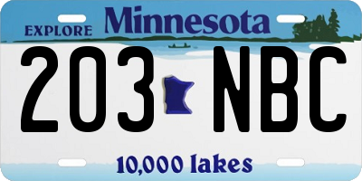 MN license plate 203NBC