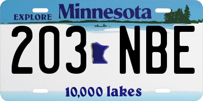 MN license plate 203NBE
