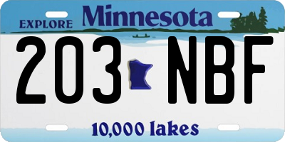 MN license plate 203NBF