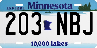 MN license plate 203NBJ
