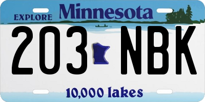 MN license plate 203NBK