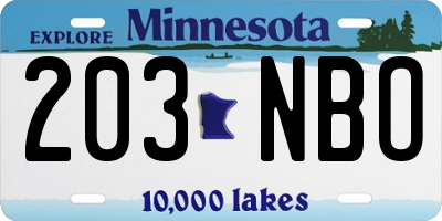 MN license plate 203NBO