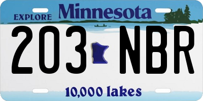 MN license plate 203NBR