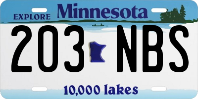 MN license plate 203NBS