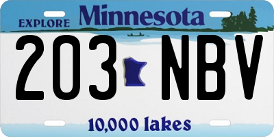 MN license plate 203NBV